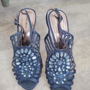 Nine West Dark Blue Embellished Heels